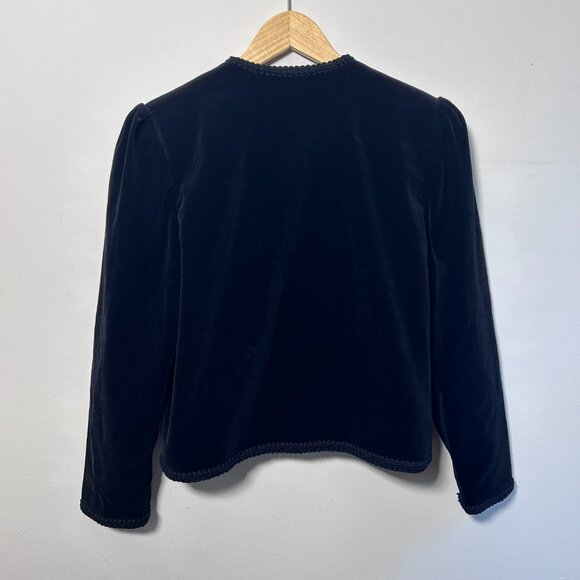 Vintage 1980s Japanese Black Velvet Frog Closure Jacket Women's Small - Picture 2 of 11